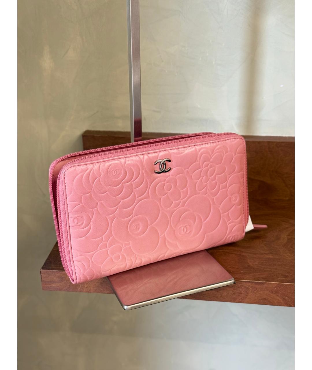 CHANEL Розовый кожаный кошелек, фото 4