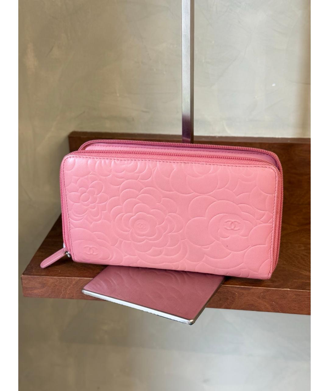 CHANEL Розовый кожаный кошелек, фото 5