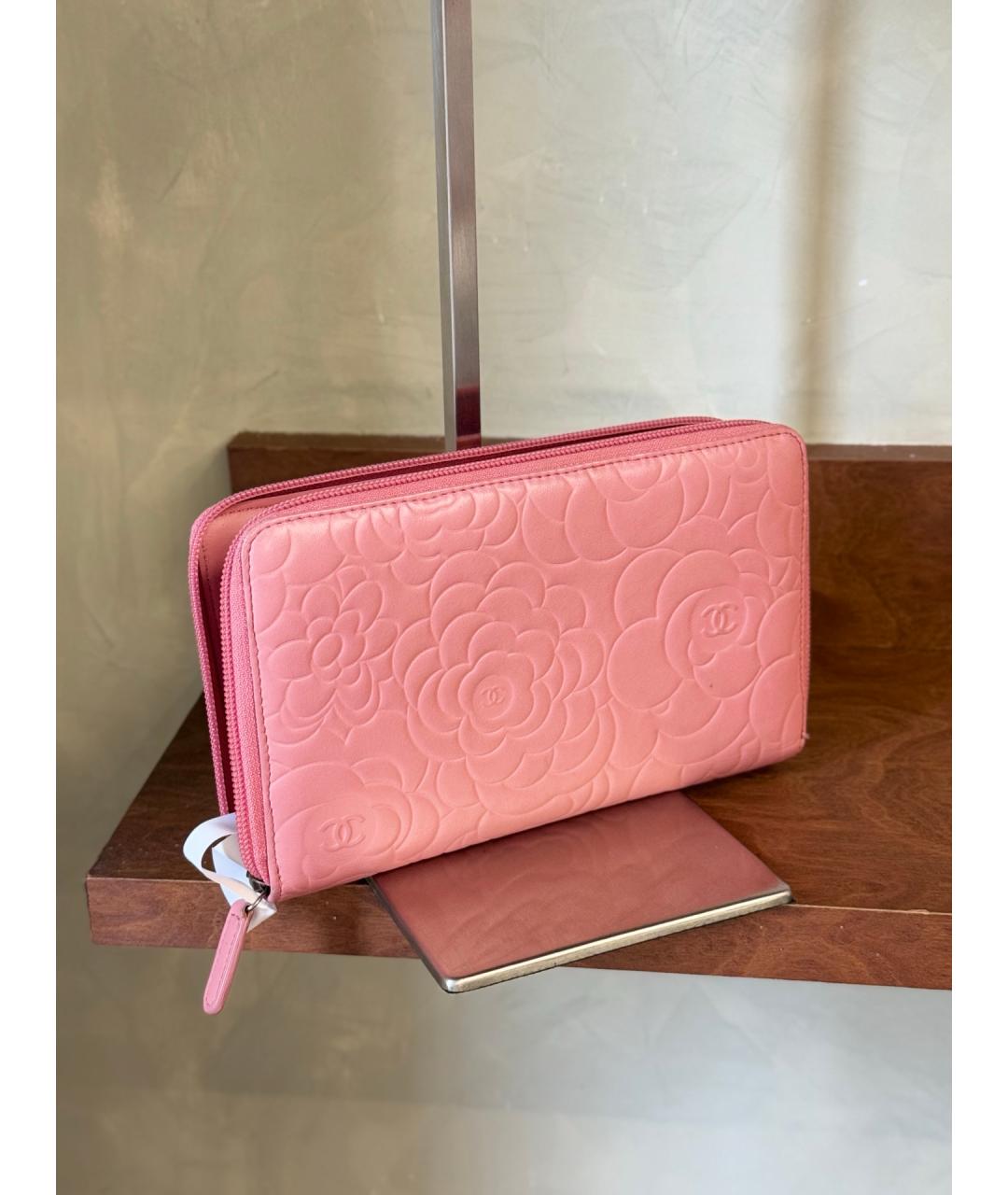 CHANEL Розовый кожаный кошелек, фото 6