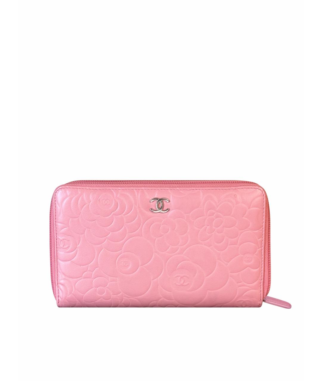 CHANEL Розовый кожаный кошелек, фото 8