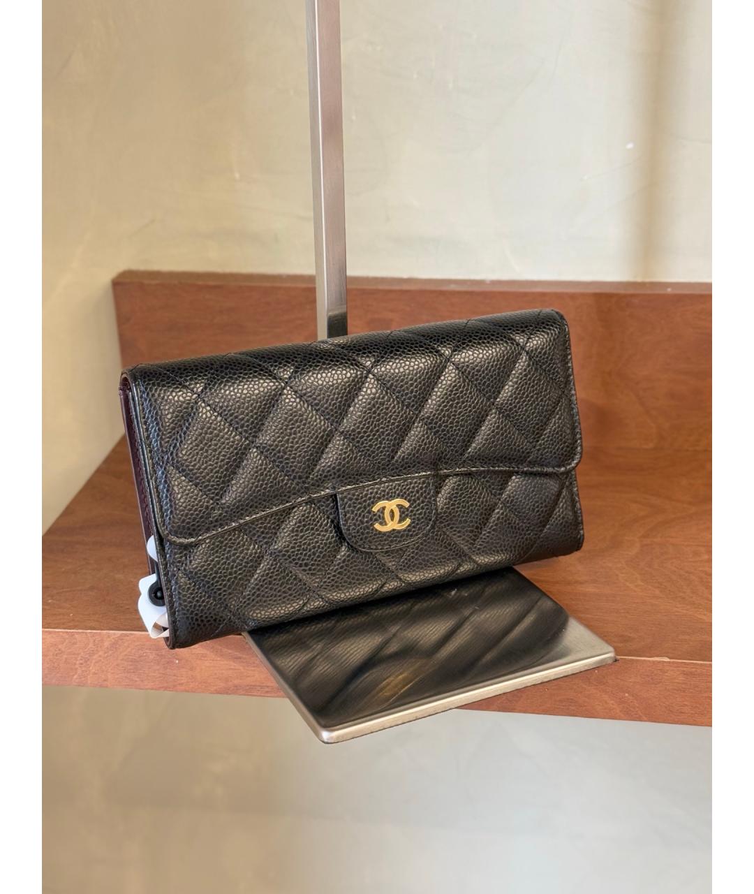 CHANEL Черный кожаный кошелек, фото 4