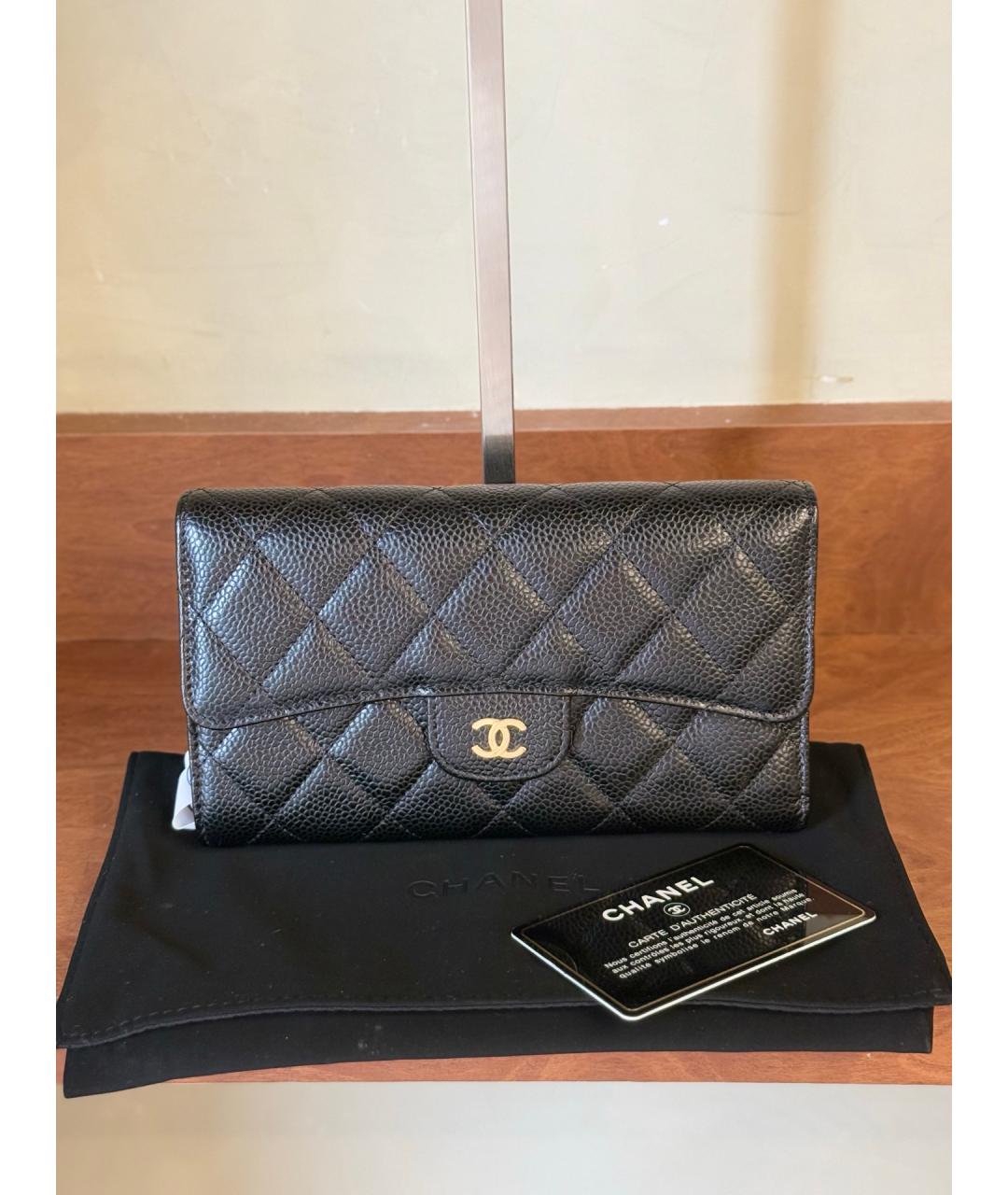 CHANEL Черный кожаный кошелек, фото 10
