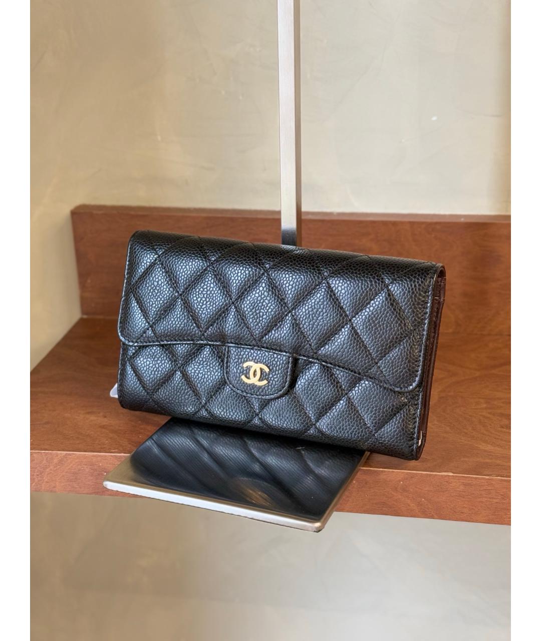 CHANEL Черный кожаный кошелек, фото 3