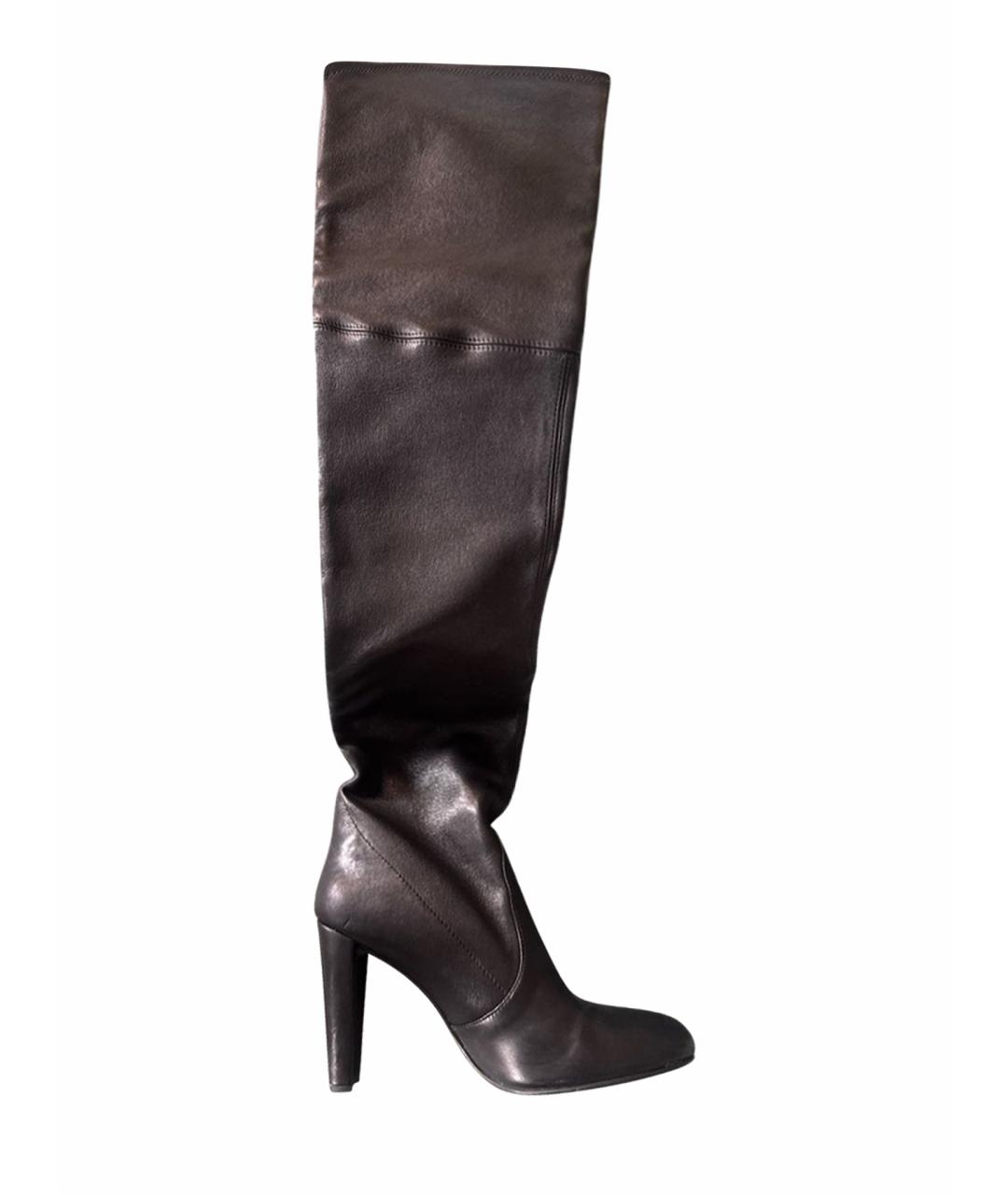 STUART WEITZMAN Черные кожаные ботфорты, фото 1