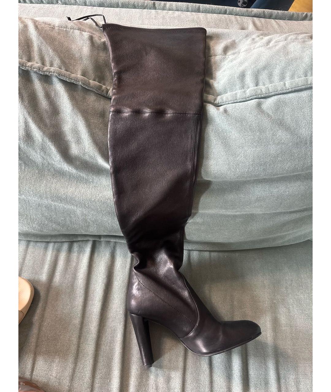 STUART WEITZMAN Черные кожаные ботфорты, фото 8
