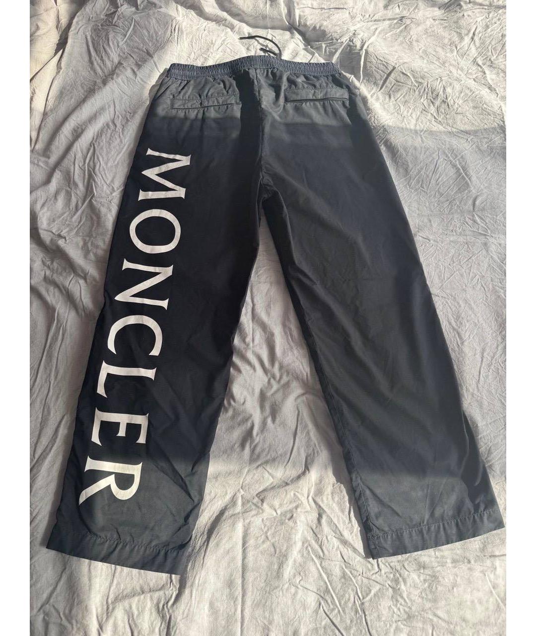 MONCLER Темно-синие полиамидовые повседневные брюки, фото 2
