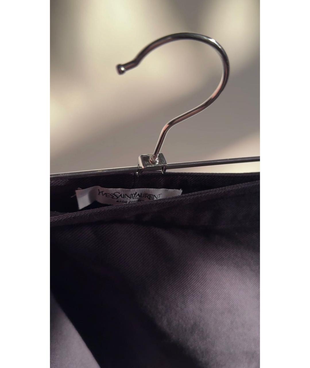 SAINT LAURENT Темно-синяя хлопковая юбка мини, фото 3