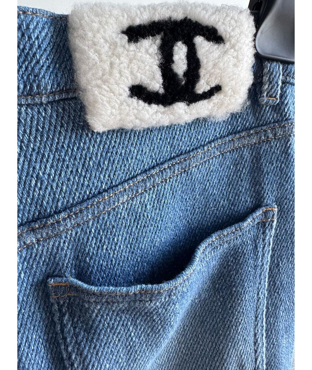CHANEL Синие хлопко-кашемировые прямые джинсы, фото 3