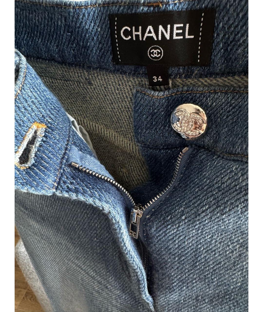 CHANEL Синие хлопко-кашемировые прямые джинсы, фото 4