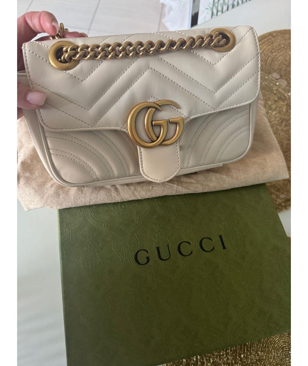 GUCCI Белая кожаная сумка через плечо, фото 2