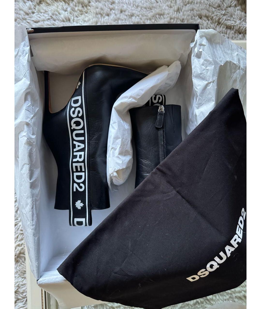 DSQUARED2 Черные кожаные ботильоны, фото 7