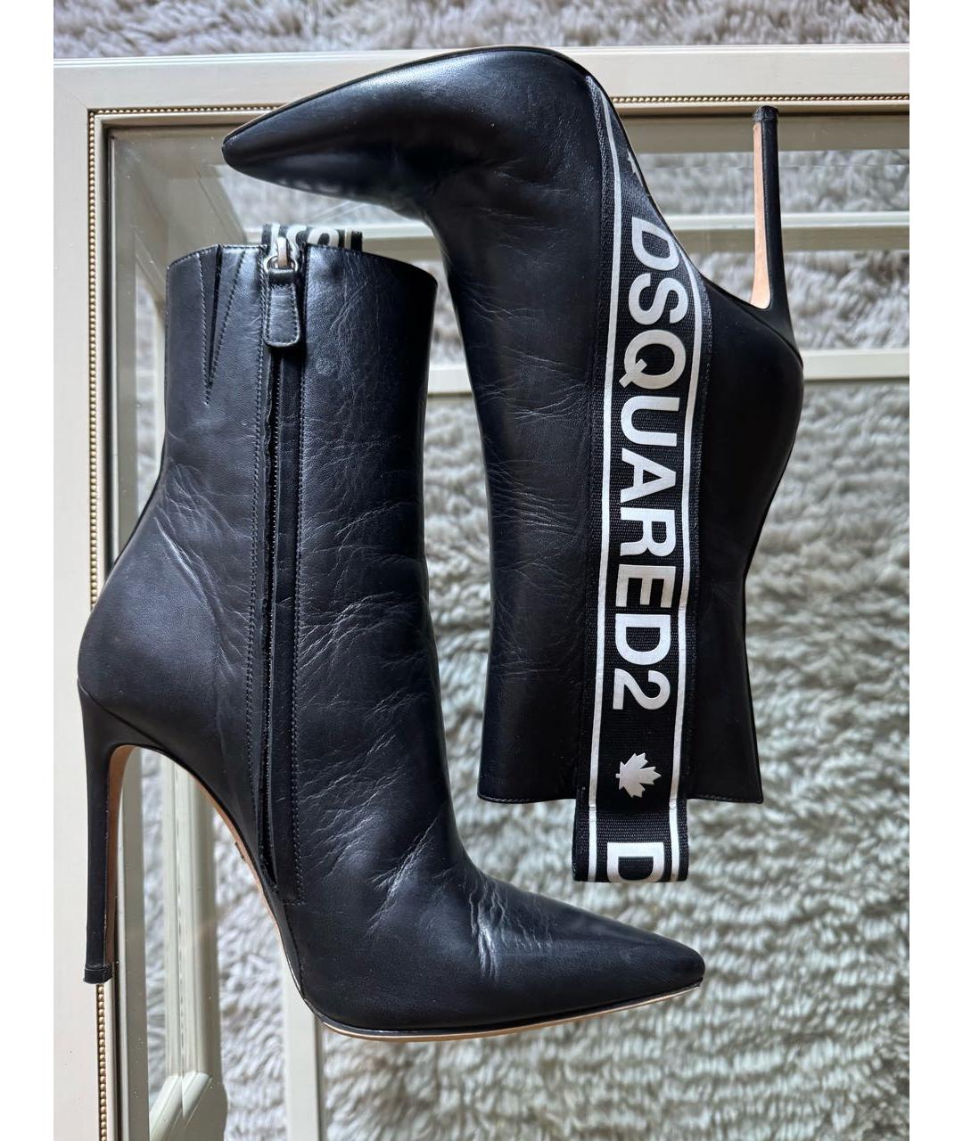 DSQUARED2 Черные кожаные ботильоны, фото 4