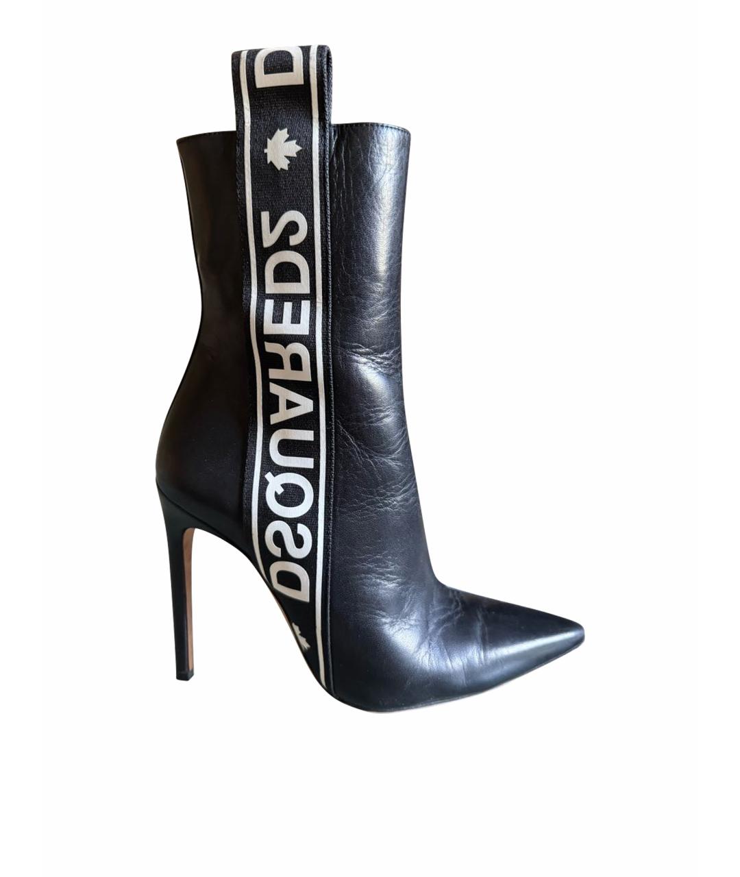 DSQUARED2 Черные кожаные ботильоны, фото 1