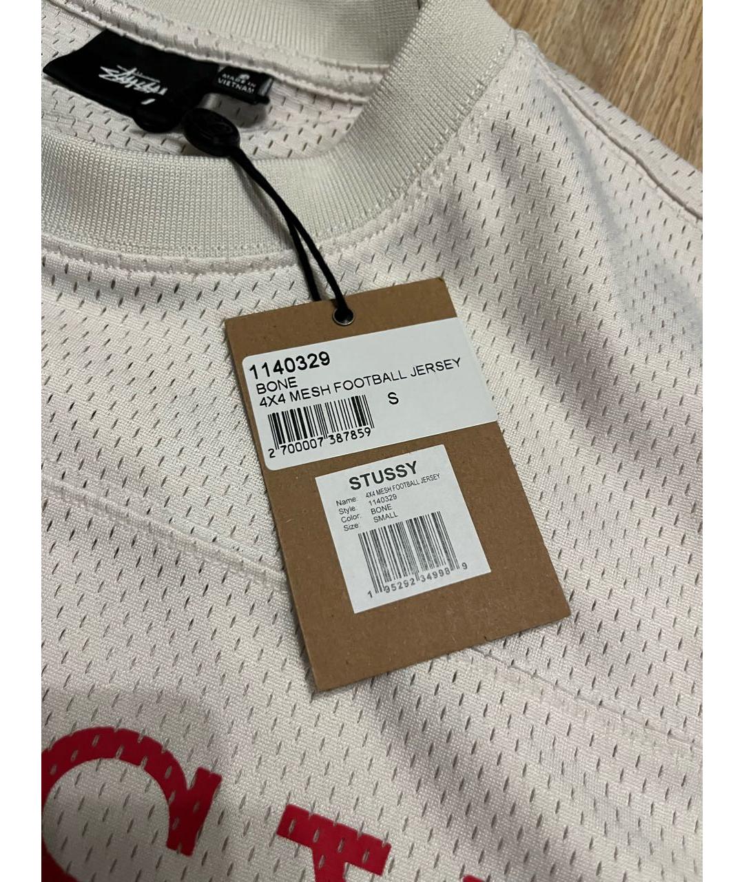 STUSSY Бежевая хлопковая футболка, фото 4