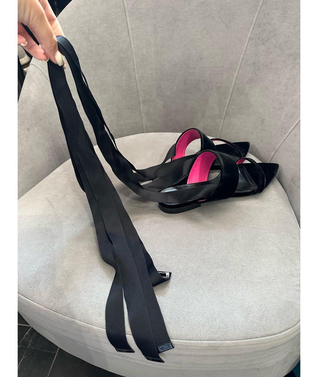 SAINT LAURENT Черные замшевые босоножки, фото 3