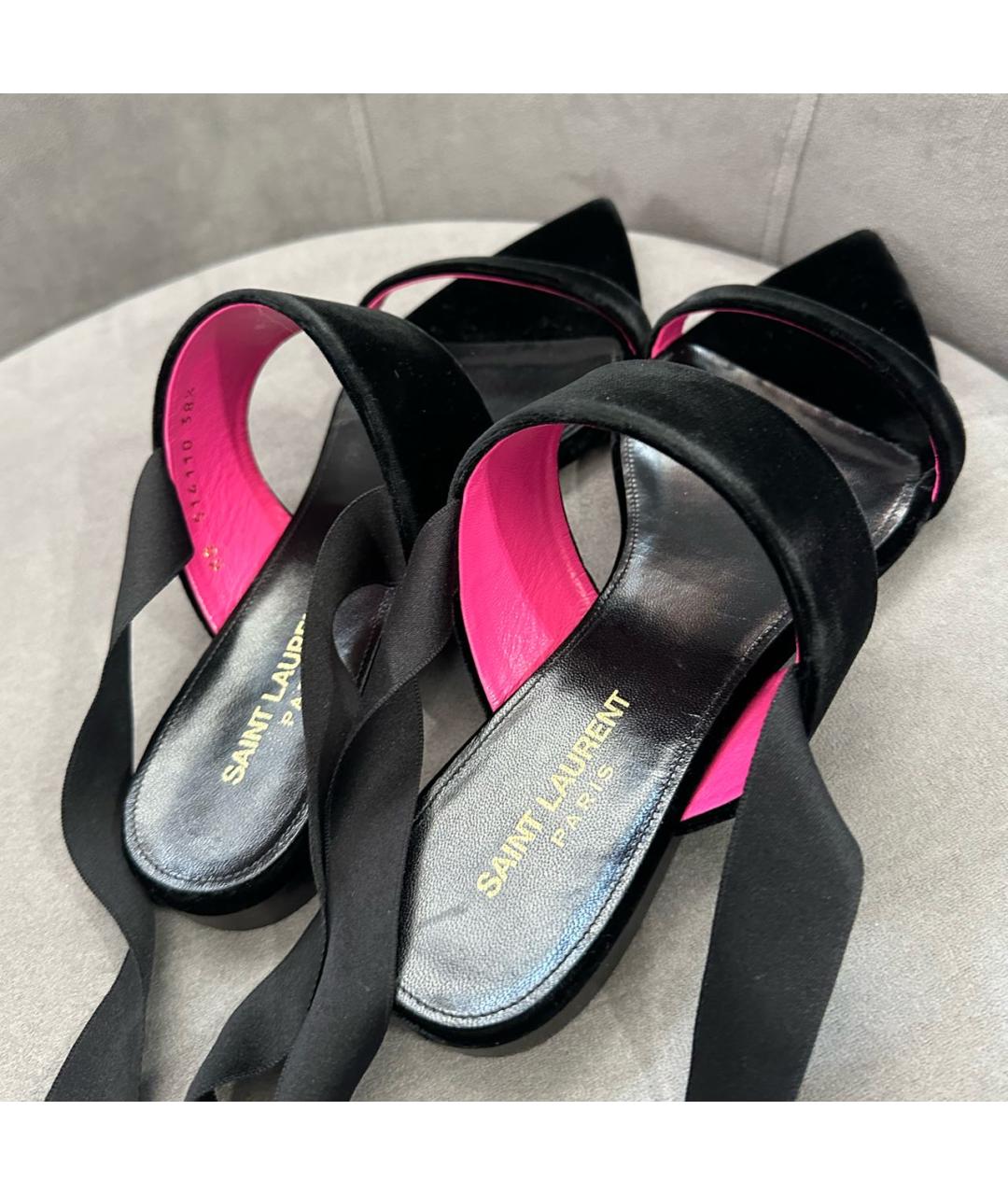 SAINT LAURENT Черные замшевые босоножки, фото 4