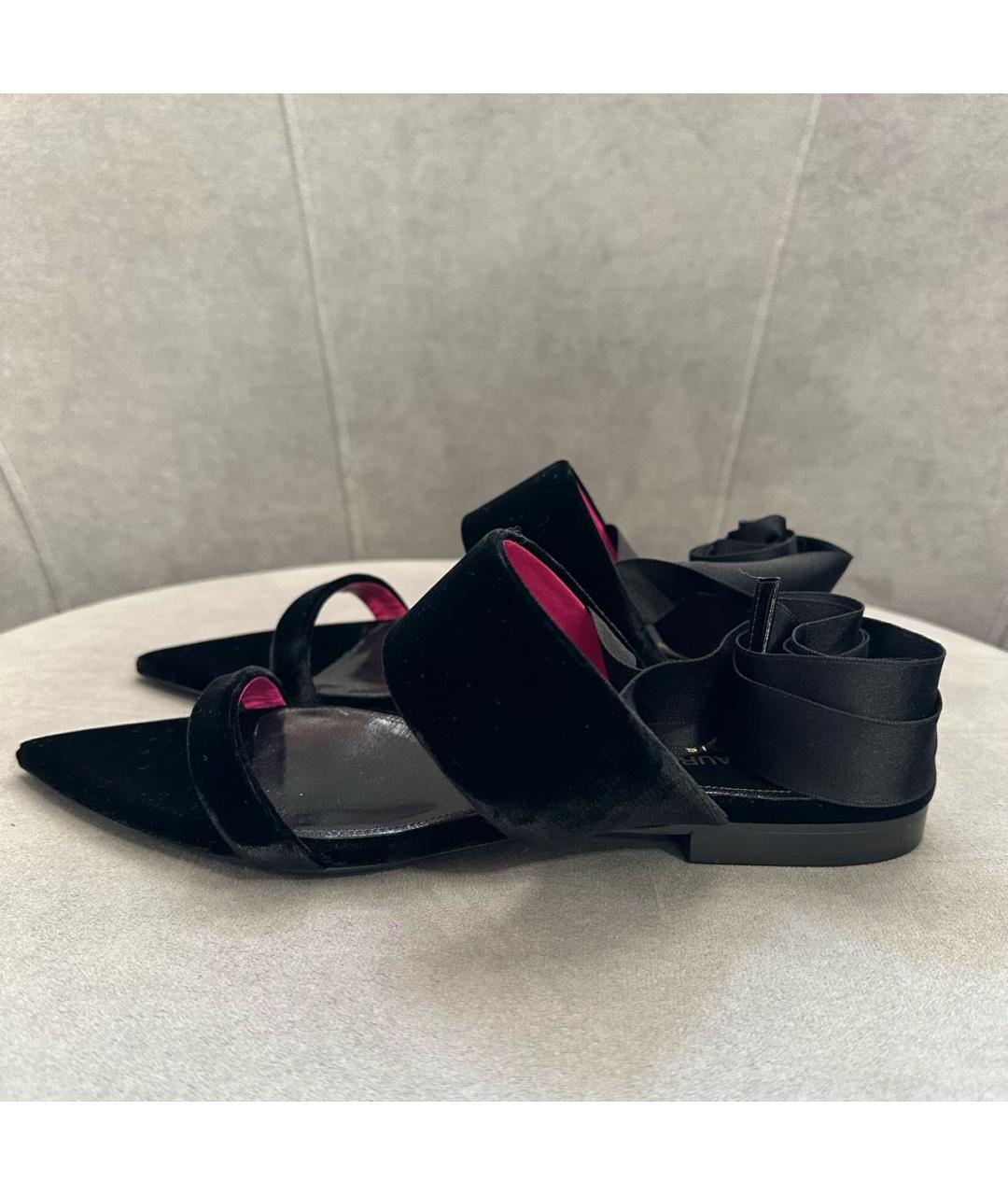 SAINT LAURENT Черные замшевые босоножки, фото 6
