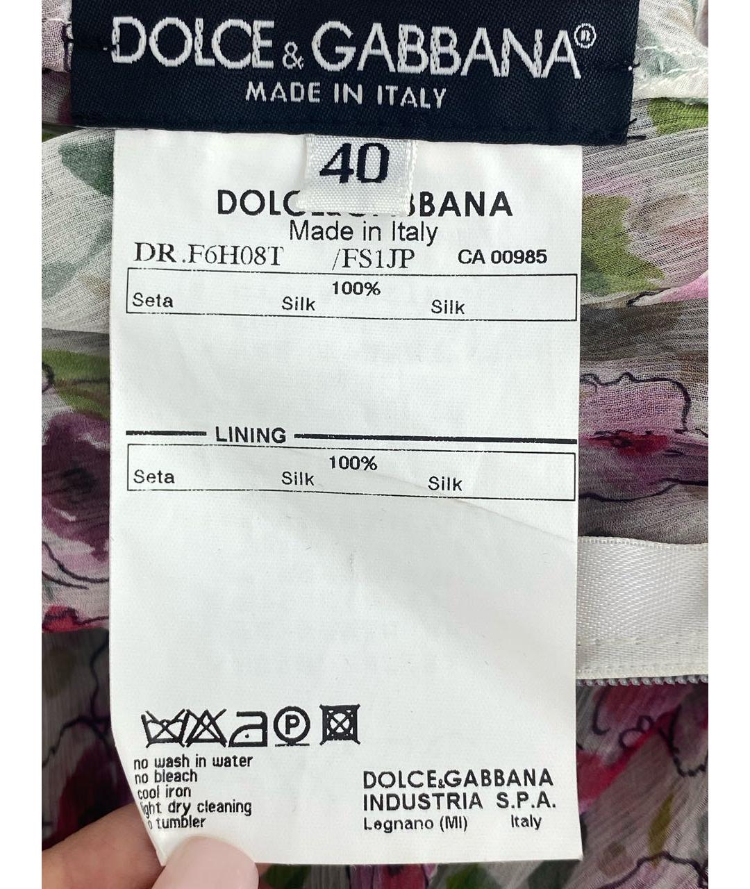 DOLCE&GABBANA Мульти шелковое повседневное платье, фото 7