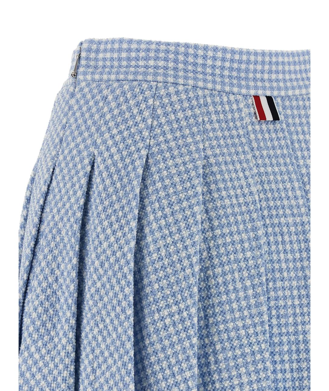 THOM BROWNE Голубая хлопковая юбка мини, фото 3