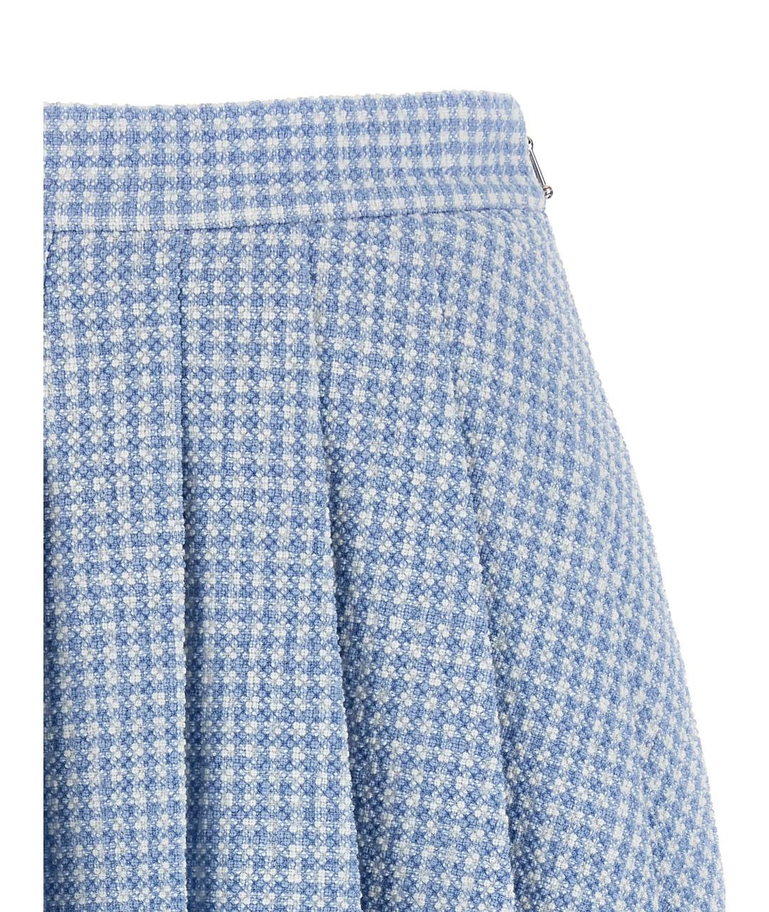 THOM BROWNE Голубая хлопковая юбка мини, фото 2