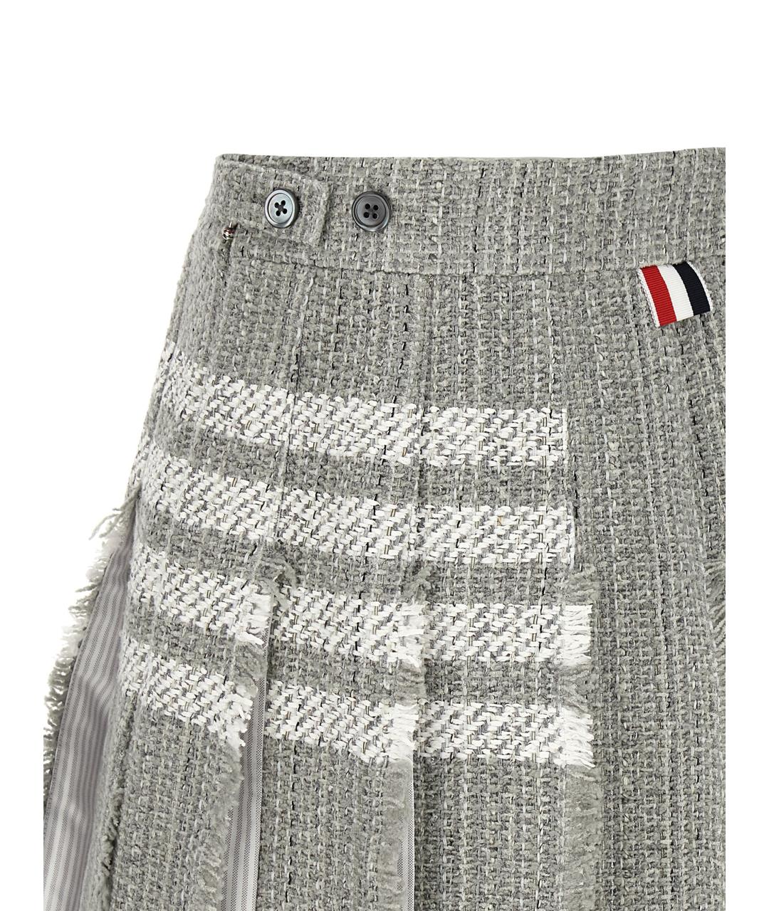 THOM BROWNE Серая хлопковая юбка мини, фото 4