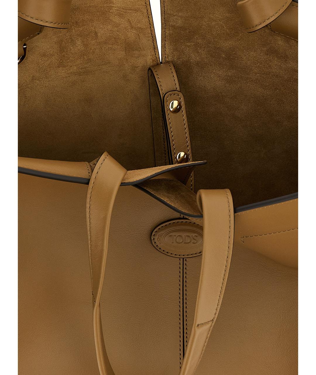 TOD'S Хаки кожаная сумка тоут, фото 4