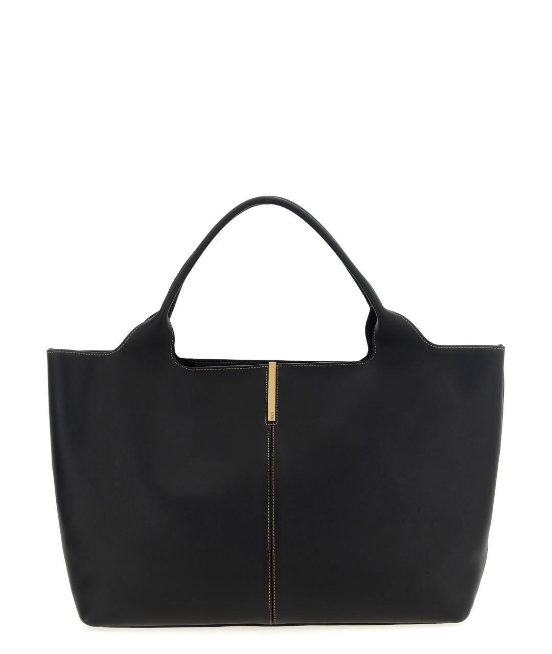 TOD'S Черная кожаная сумка тоут, фото 1