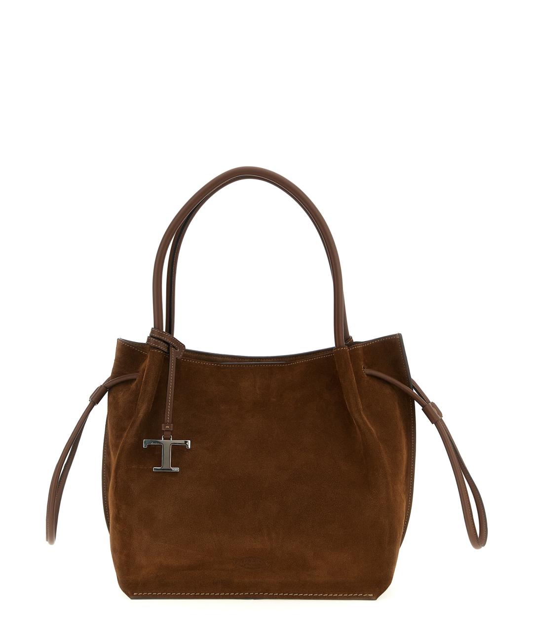TOD'S Коричневая замшевая сумка тоут, фото 1