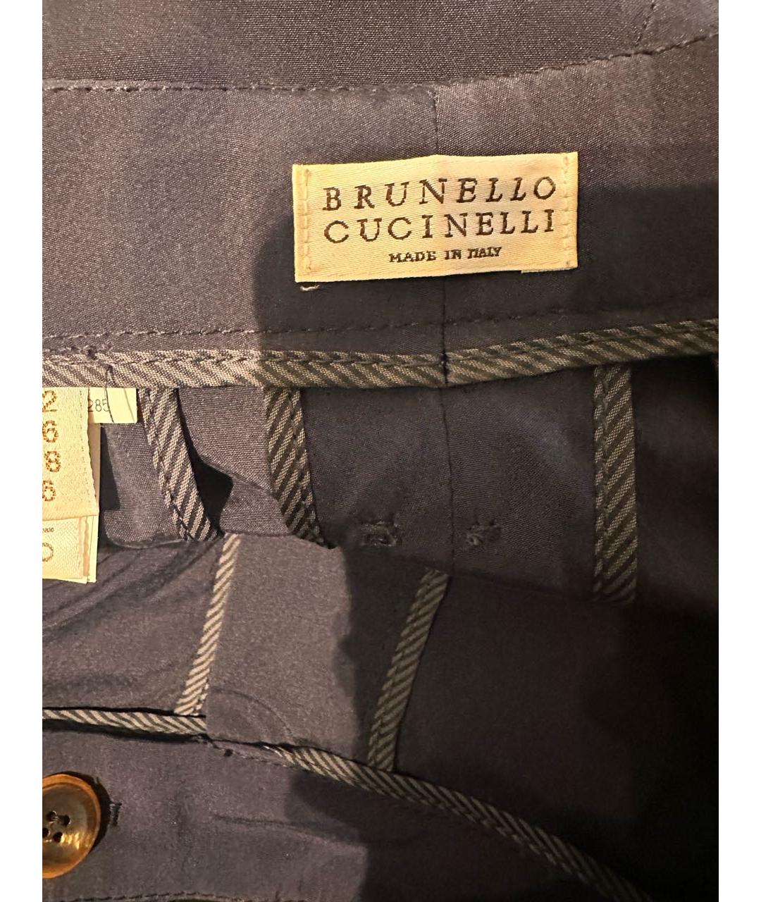 BRUNELLO CUCINELLI Темно-синие шелковые брюки узкие, фото 3