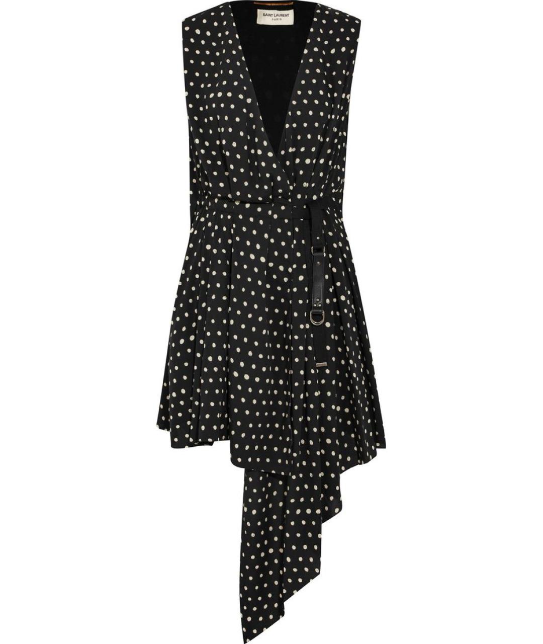 SAINT LAURENT Черное шелковое коктейльное платье, фото 1