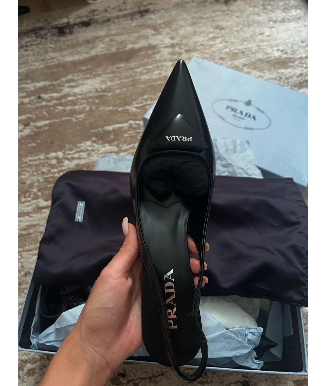 PRADA Черные кожаные туфли, фото 5