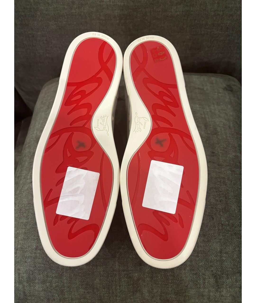 CHRISTIAN LOUBOUTIN Бежевые кожаные низкие кроссовки / кеды, фото 3