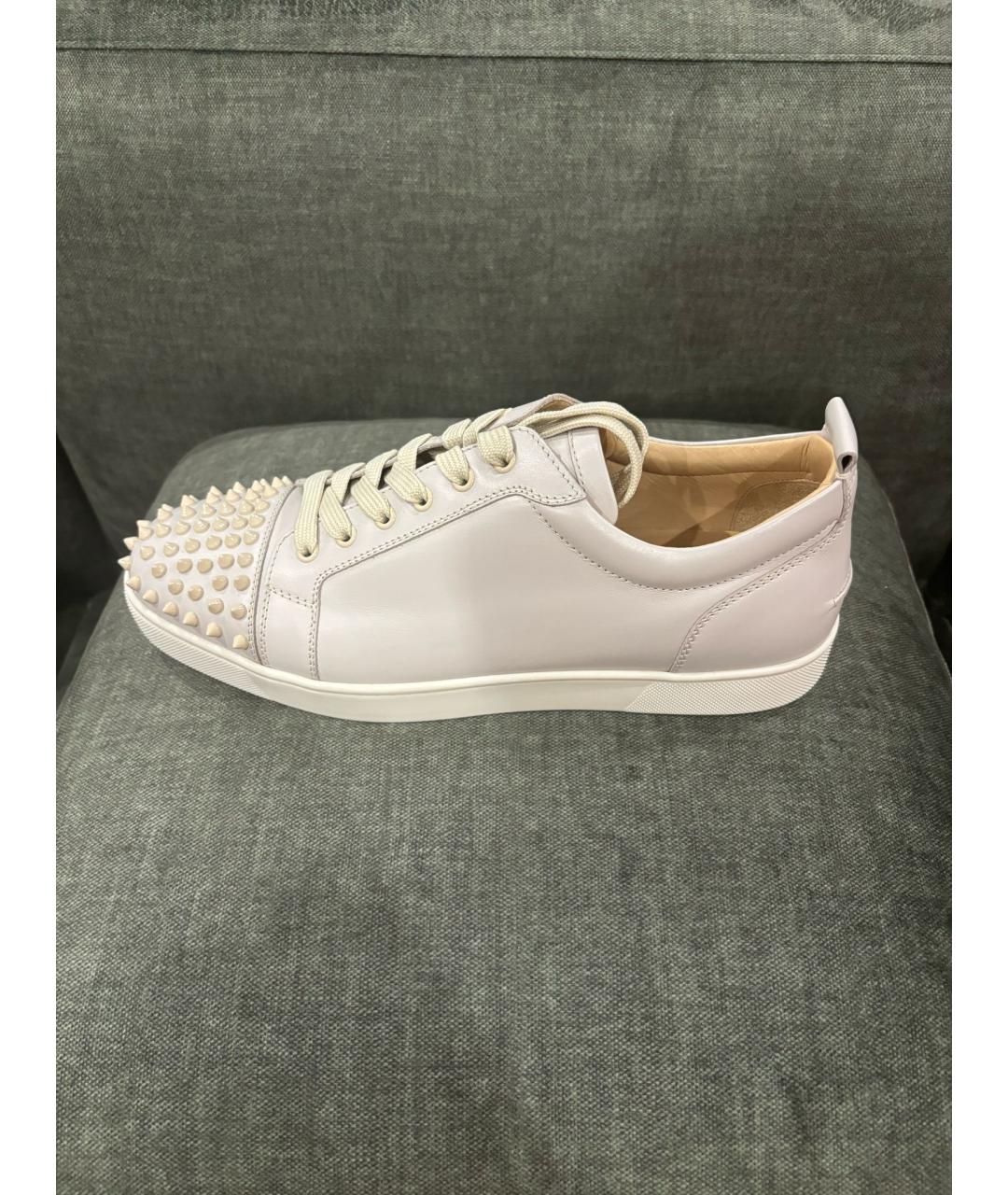 CHRISTIAN LOUBOUTIN Бежевые кожаные низкие кроссовки / кеды, фото 4