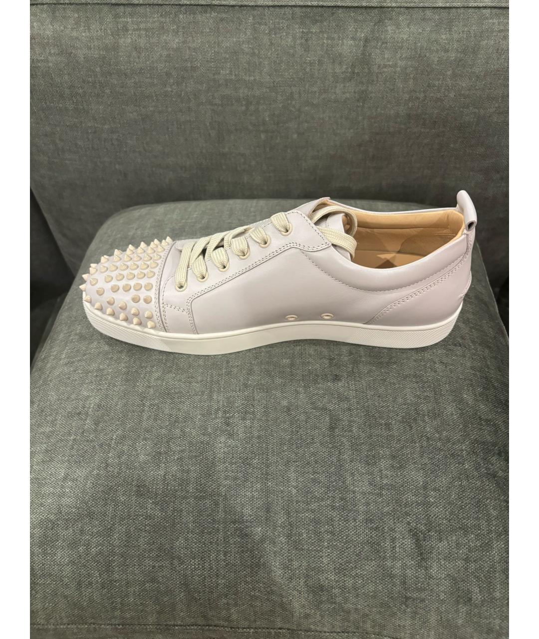 CHRISTIAN LOUBOUTIN Бежевые кожаные низкие кроссовки / кеды, фото 5