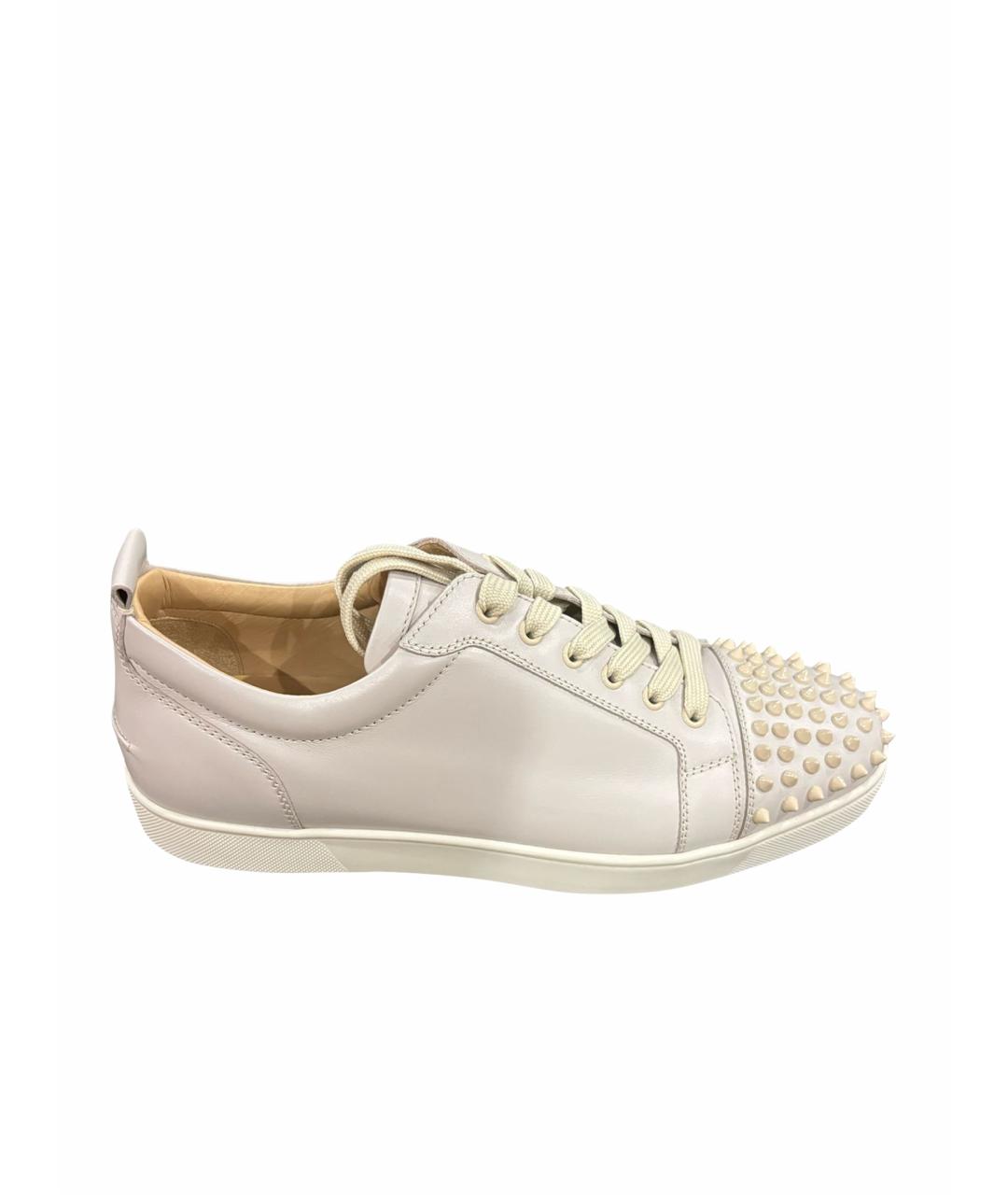 CHRISTIAN LOUBOUTIN Бежевые кожаные низкие кроссовки / кеды, фото 1