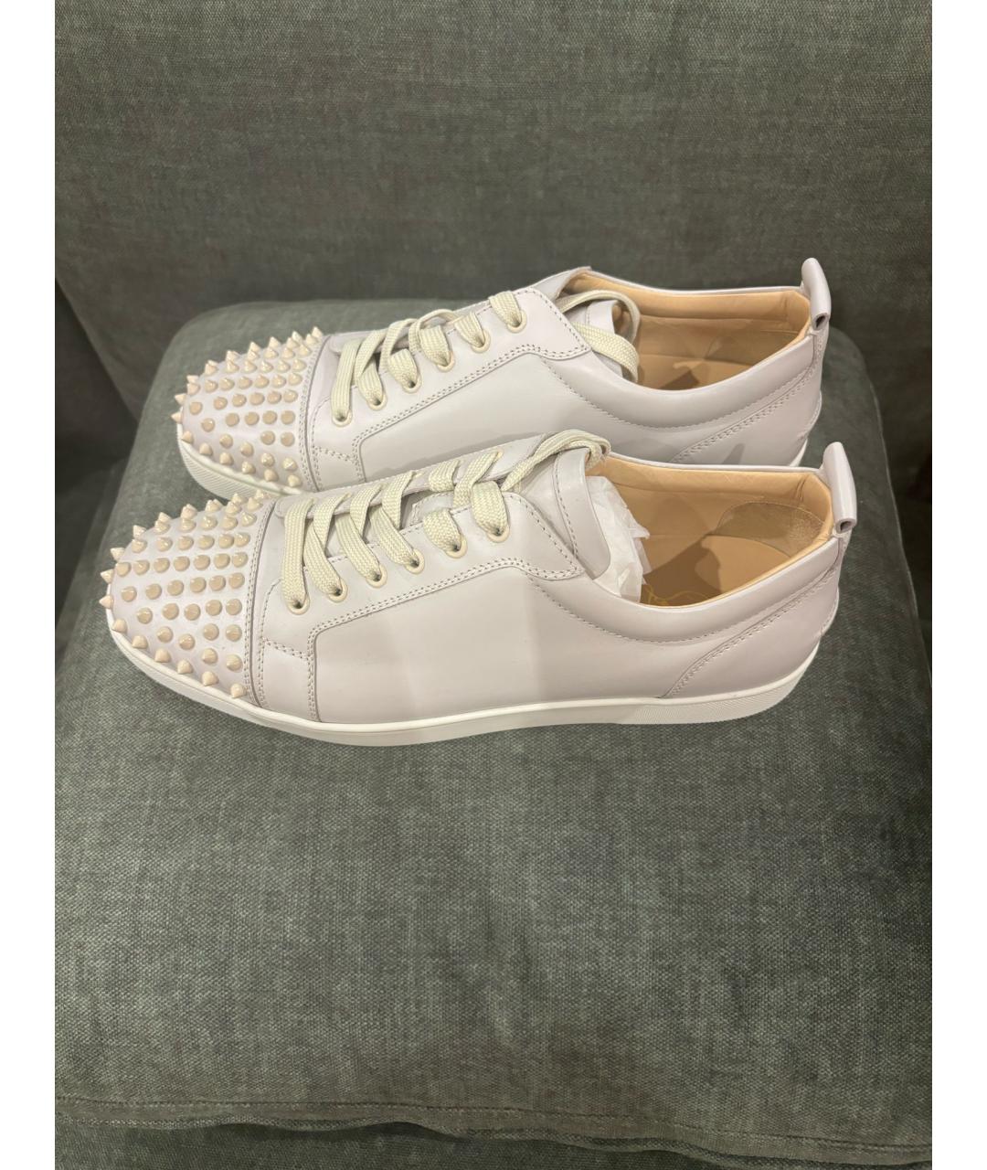 CHRISTIAN LOUBOUTIN Бежевые кожаные низкие кроссовки / кеды, фото 2