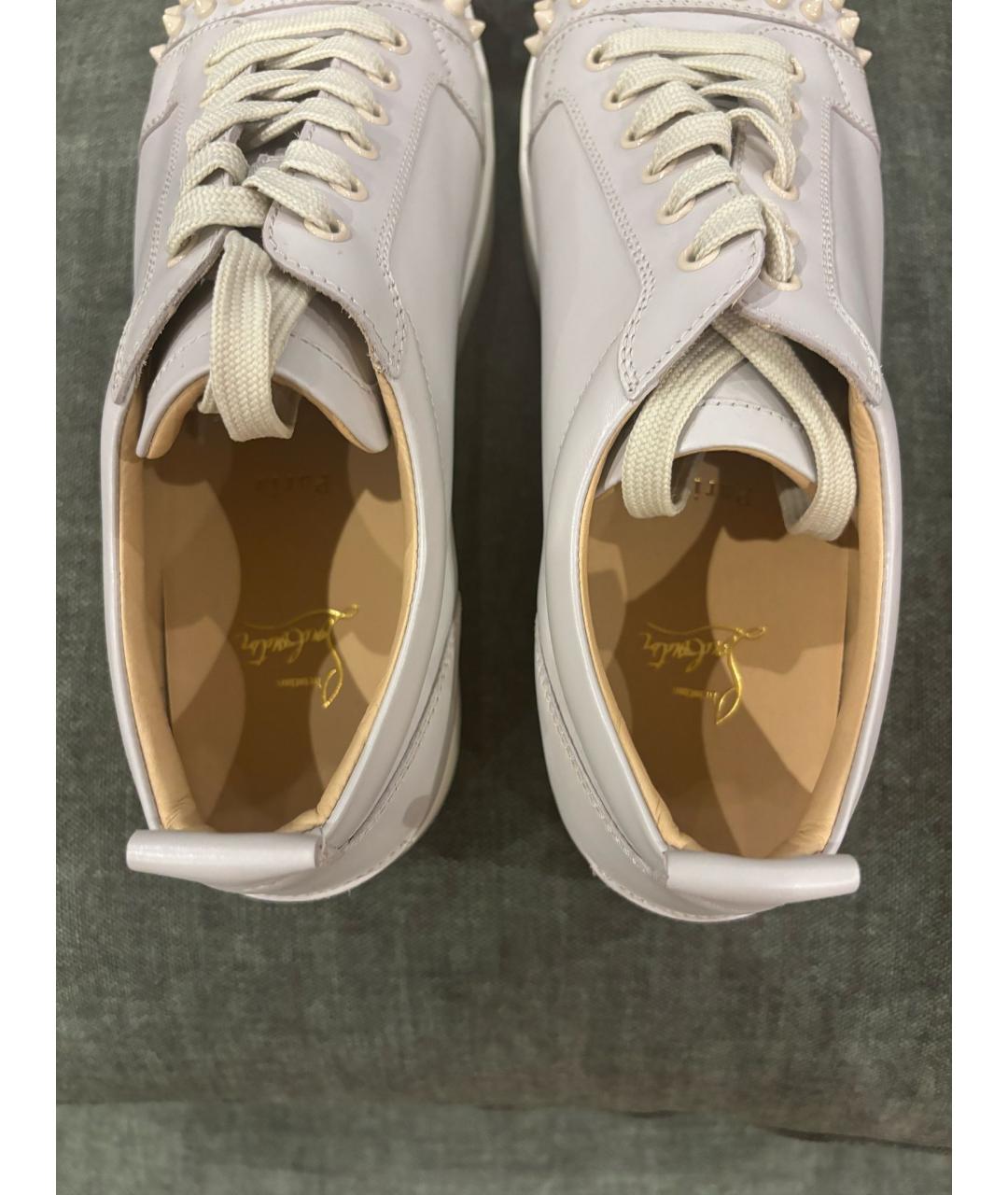 CHRISTIAN LOUBOUTIN Бежевые кожаные низкие кроссовки / кеды, фото 7
