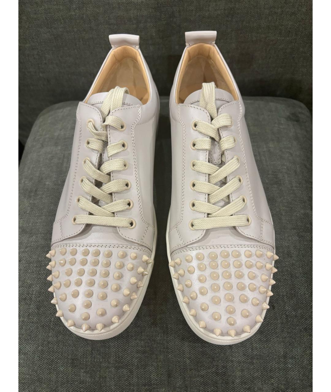 CHRISTIAN LOUBOUTIN Бежевые кожаные низкие кроссовки / кеды, фото 8