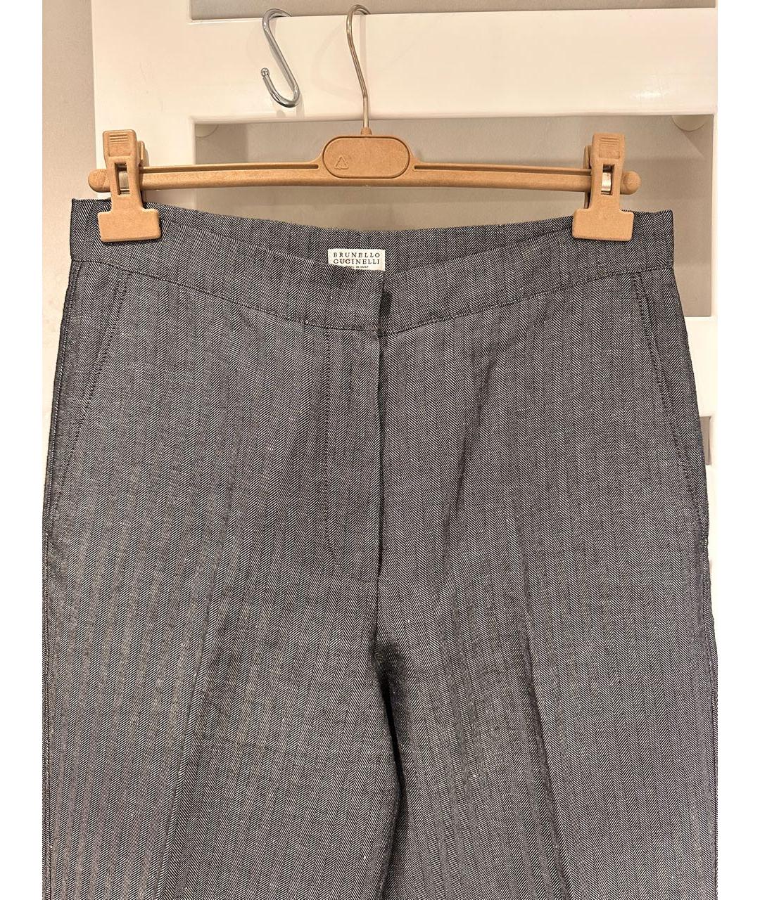 BRUNELLO CUCINELLI Серые шерстяные брюки широкие, фото 4