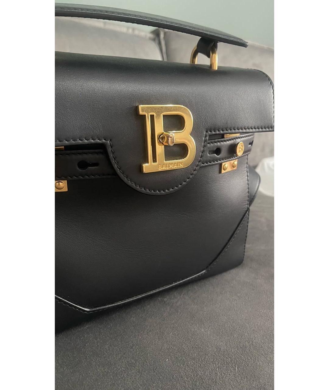 BALMAIN Черная кожаная сумка с короткими ручками, фото 2