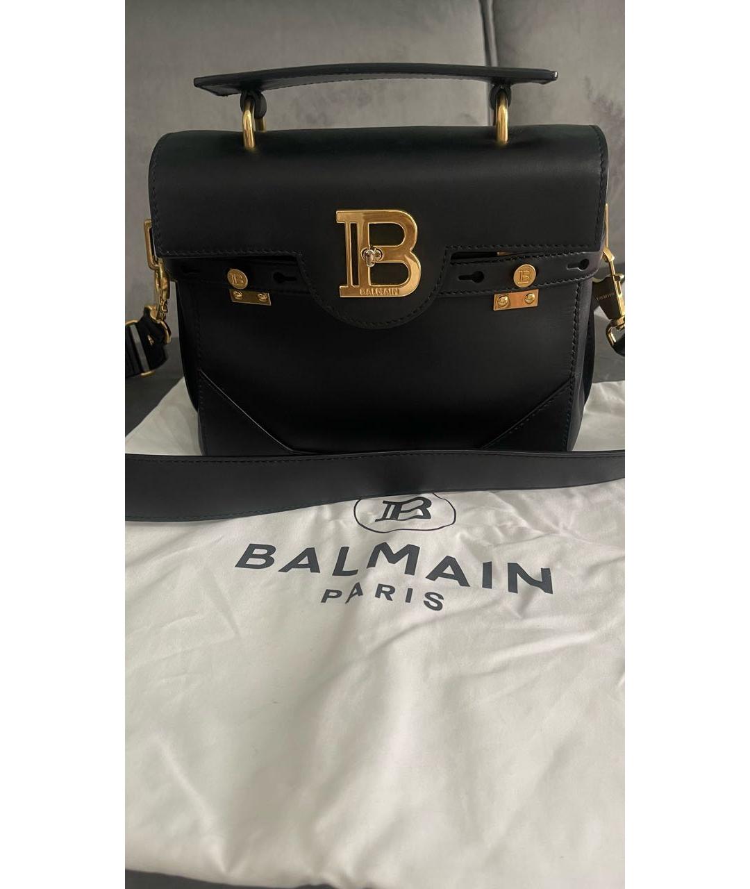 BALMAIN Черная кожаная сумка с короткими ручками, фото 9