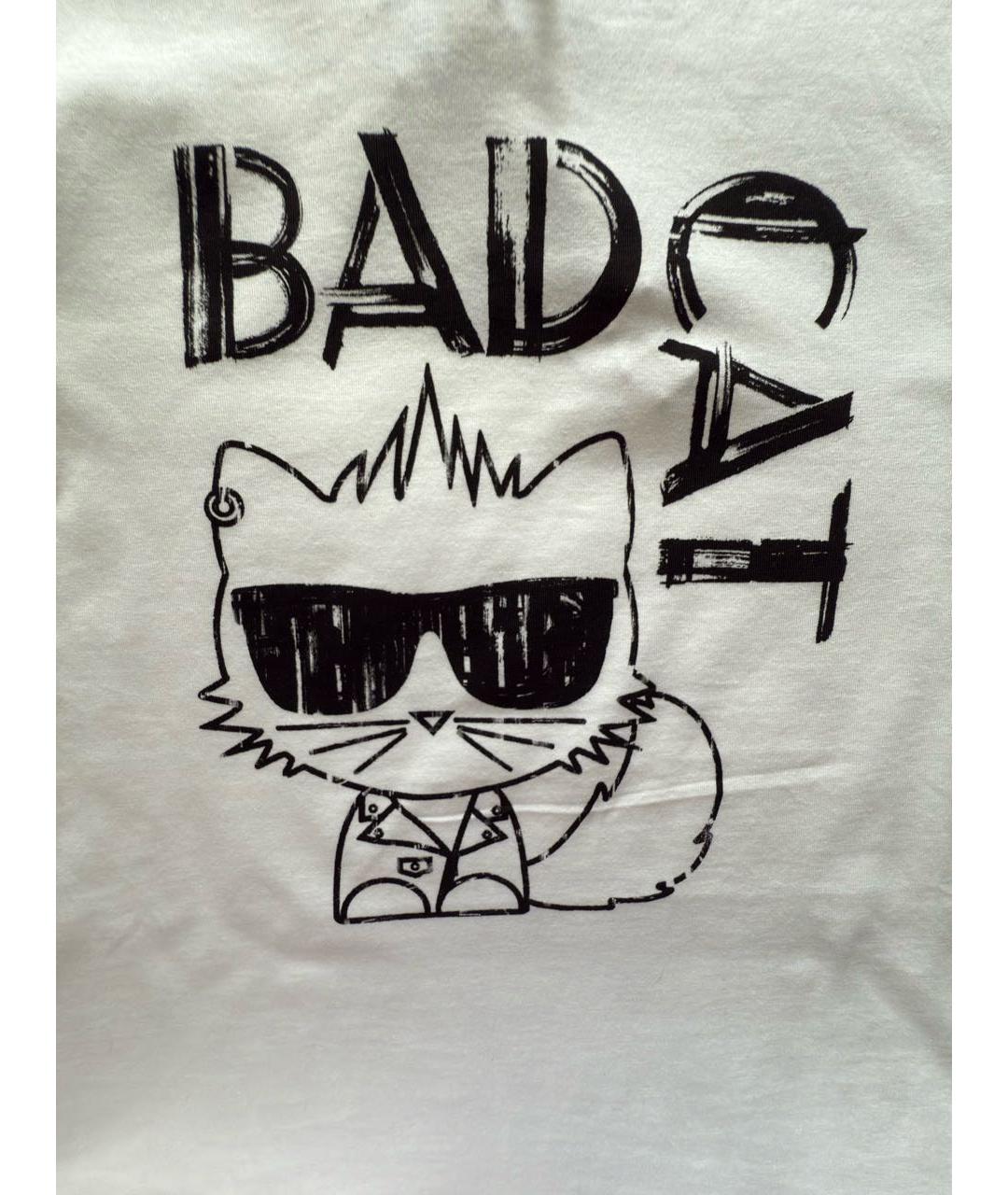 KARL LAGERFELD KIDS Белая хлопковая детская футболка, фото 4