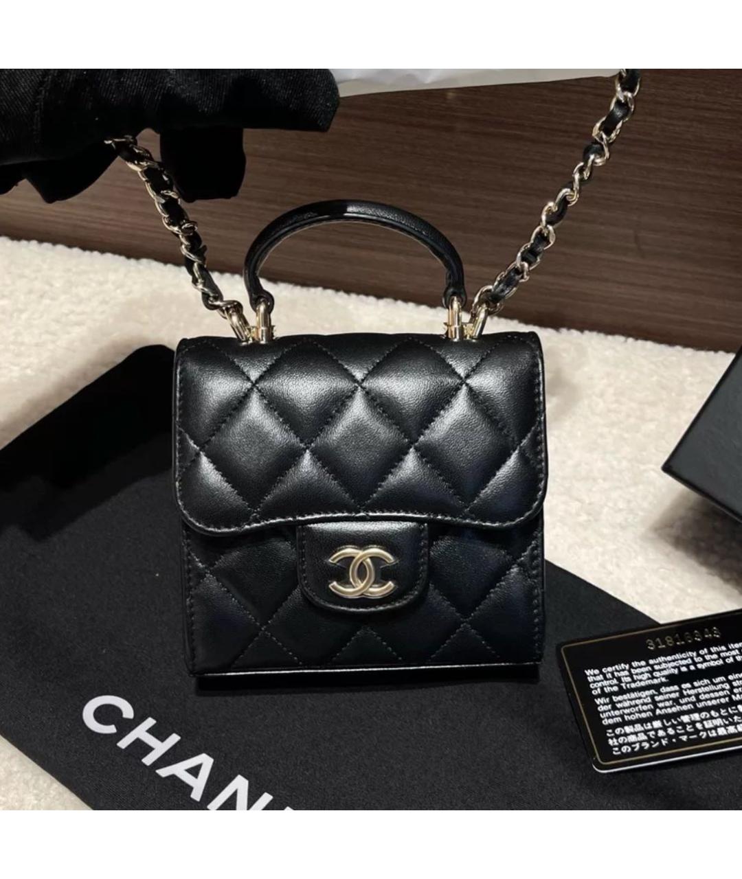 CHANEL Черная кожаная сумка через плечо, фото 6