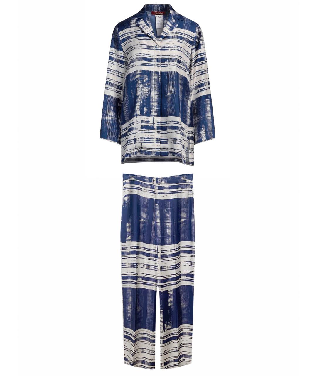 MAX MARA STUDIO Голубой шелковый костюм с брюками, фото 1