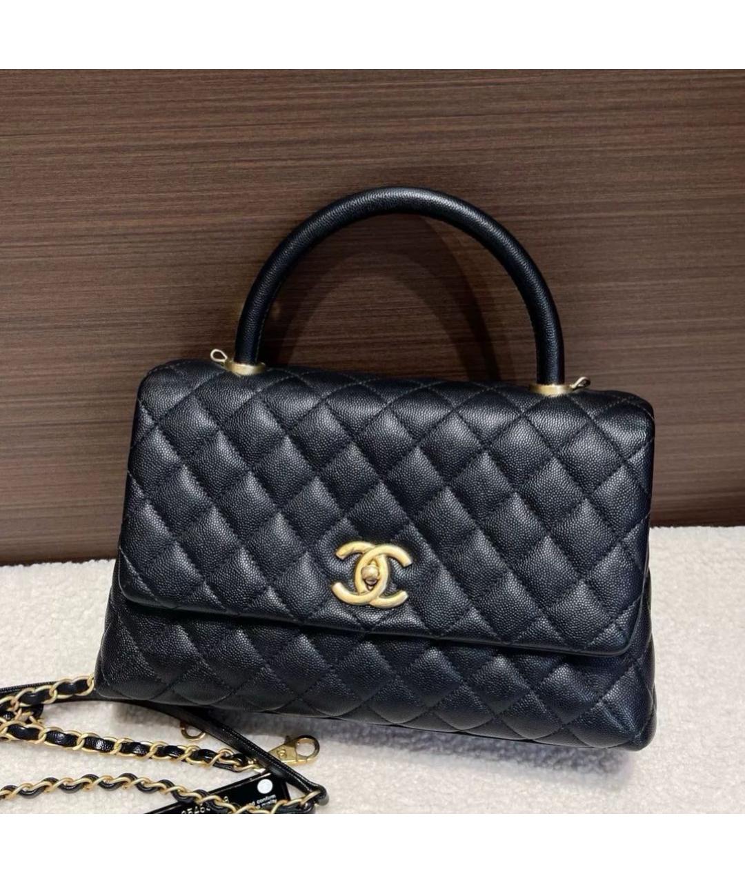 CHANEL Черная кожаная сумка тоут, фото 6