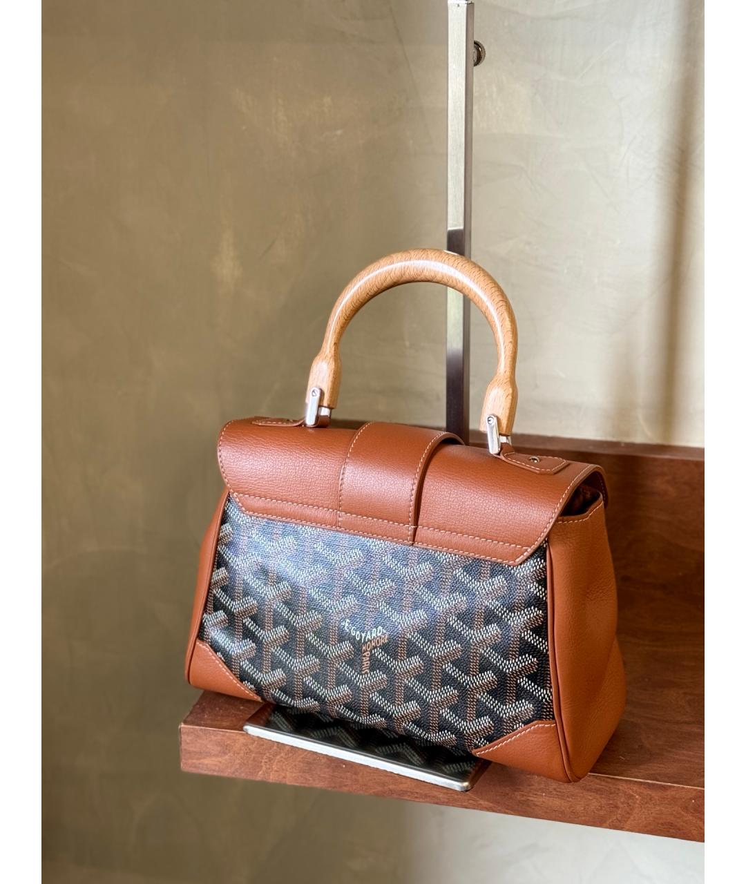 GOYARD Коричневая сумка с короткими ручками из искусственной кожи, фото 8