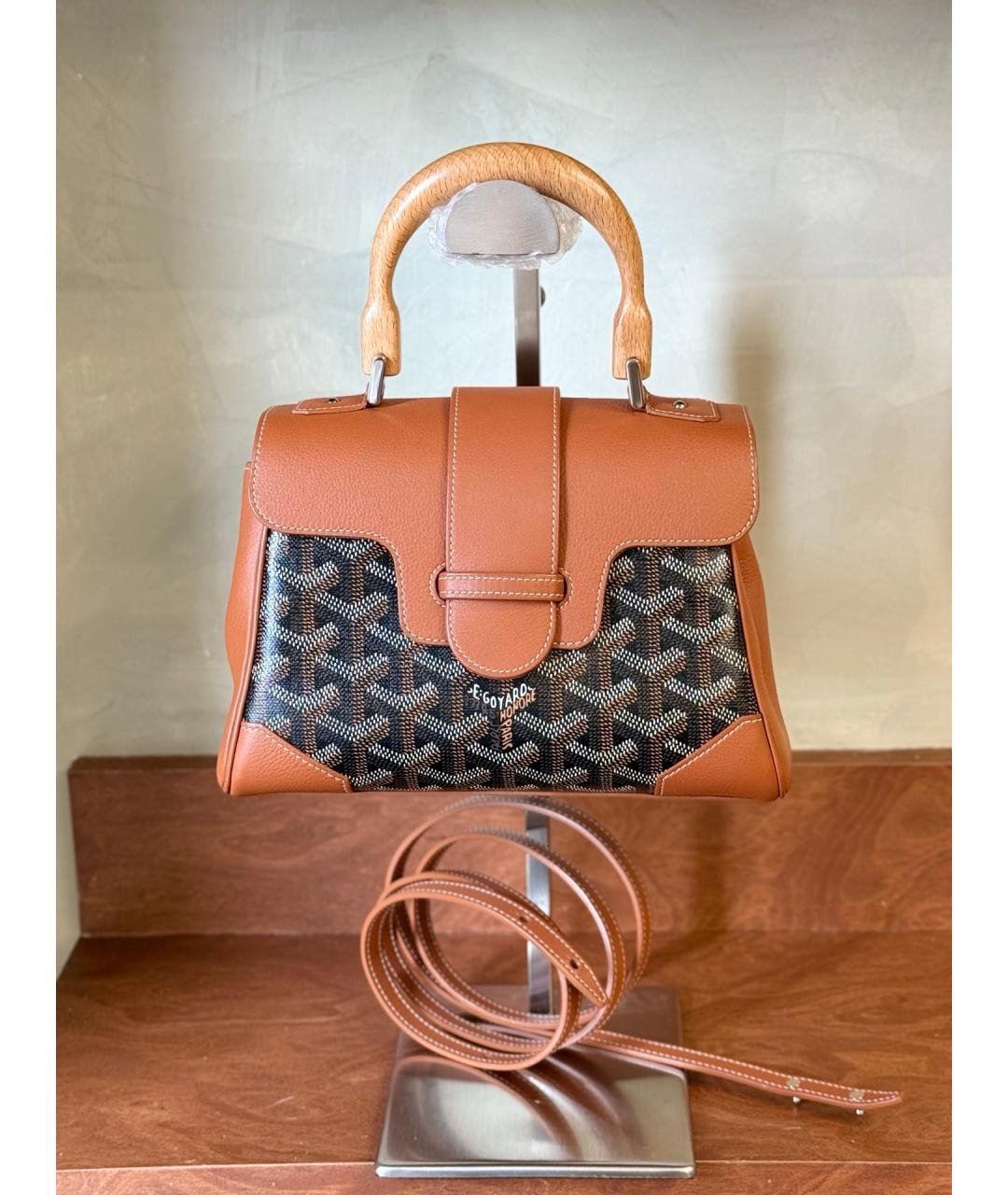 GOYARD Коричневая сумка с короткими ручками из искусственной кожи, фото 10