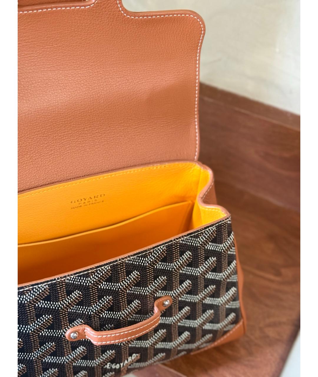 GOYARD Коричневая сумка с короткими ручками из искусственной кожи, фото 2