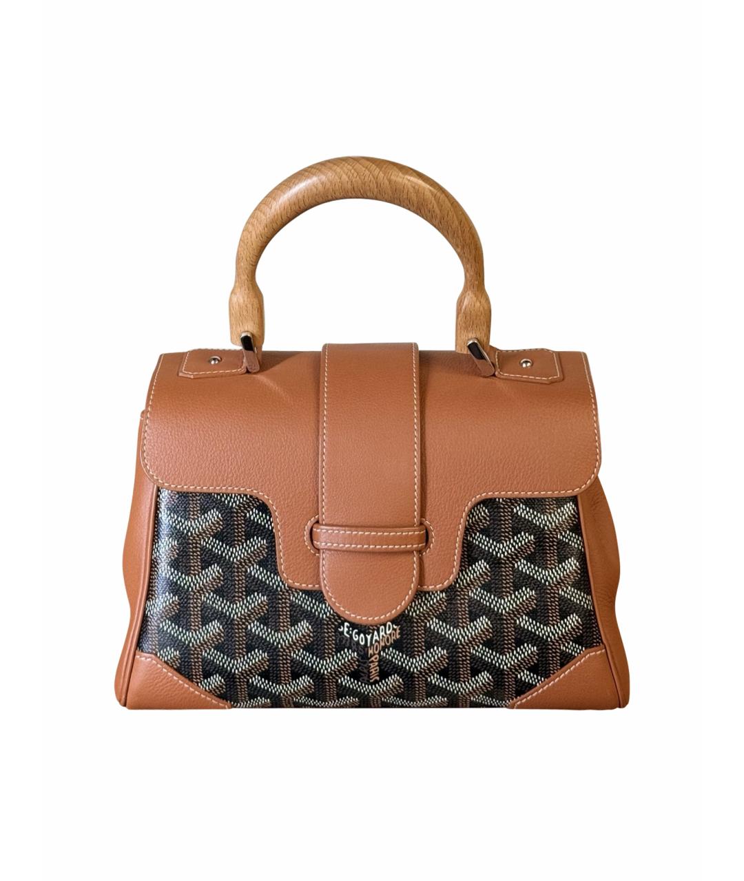 GOYARD Коричневая сумка с короткими ручками из искусственной кожи, фото 1
