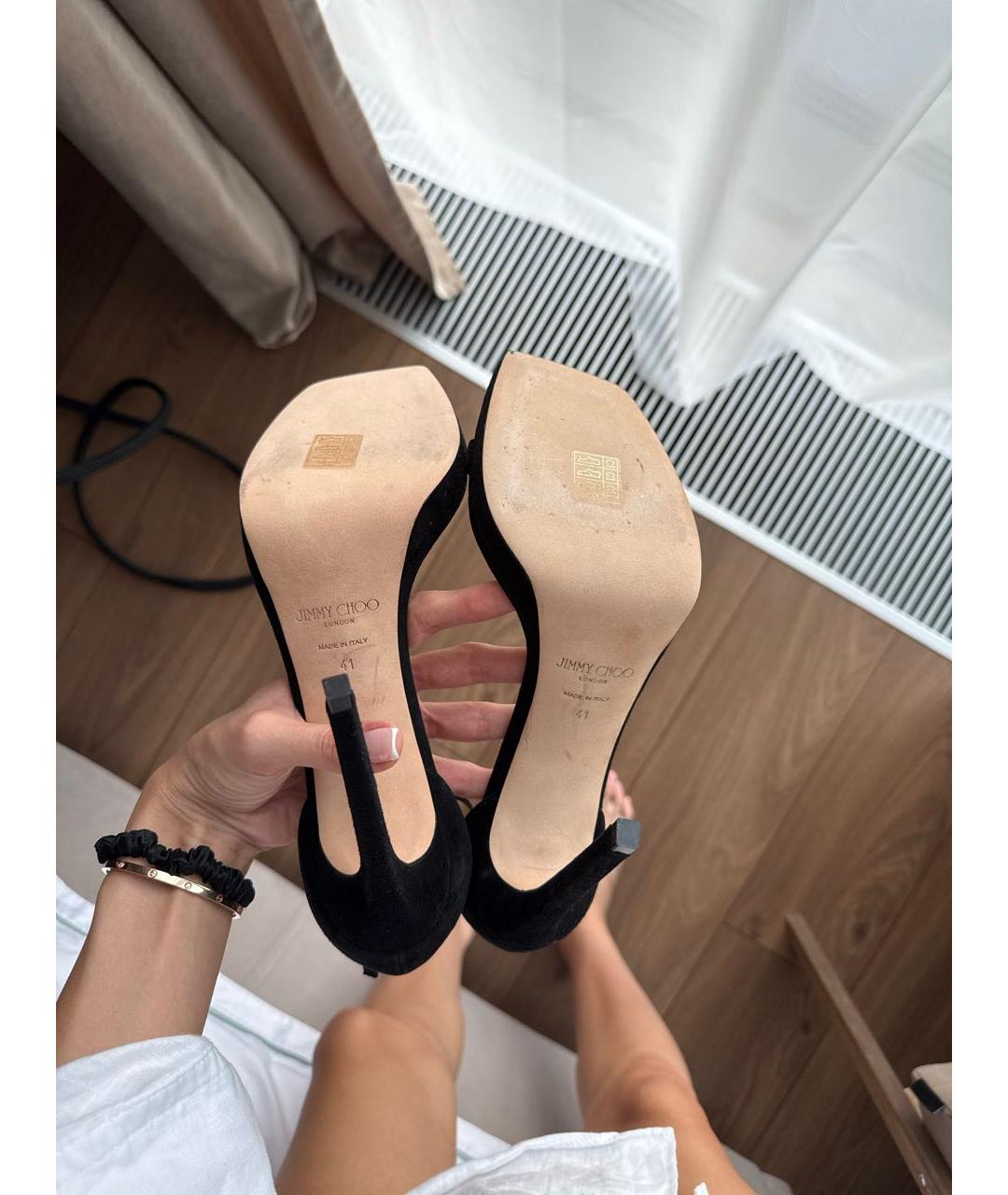 JIMMY CHOO Черные замшевые босоножки, фото 5